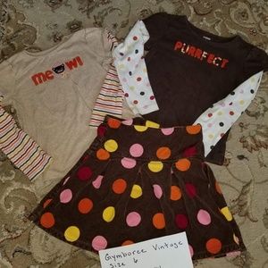 3 piece vintage Gymboree set Kitty 6 7 skirt tops